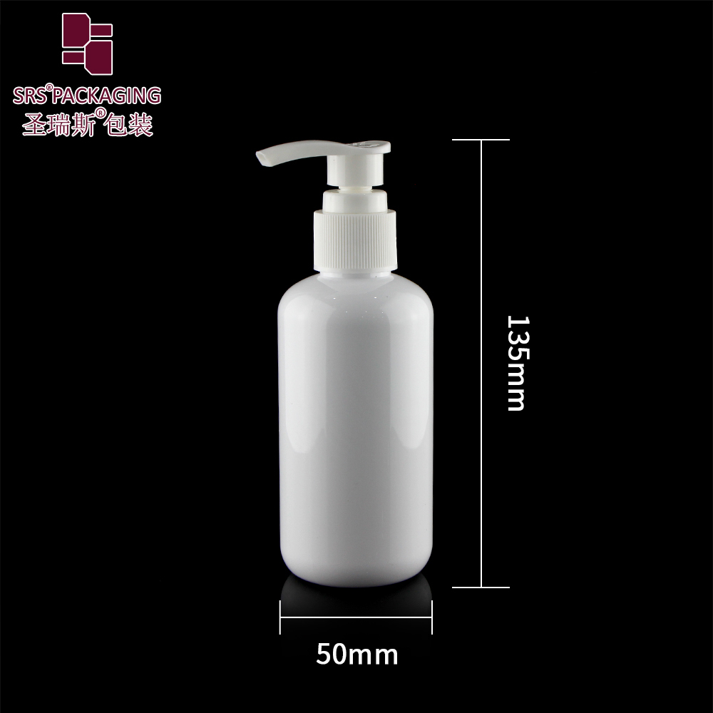 Custom white 150ml PET lotion Shampoo Bottles with Smooth screw cap/ pump/sprayer