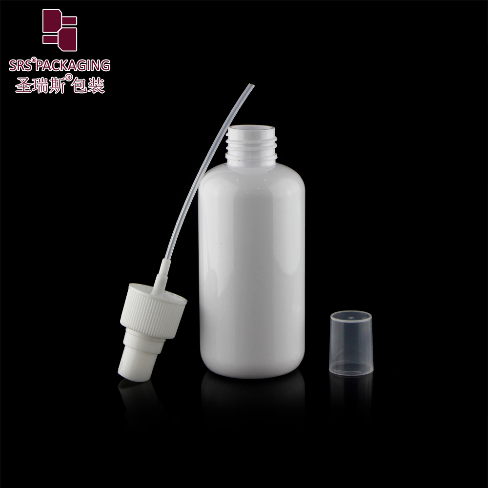 Custom white 150ml PET lotion Shampoo Bottles with Smooth screw cap/ pump/sprayer