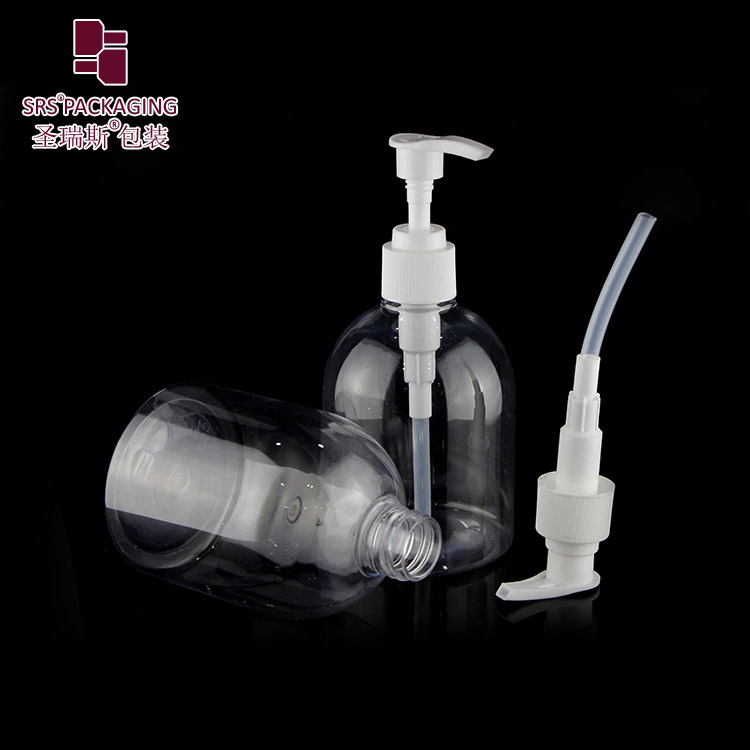 Wholesale empty round shape transparent bottle pet 300ml hand washing container with pump