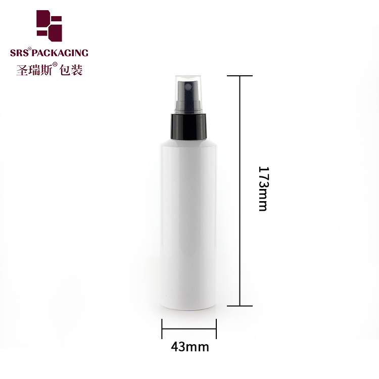 Popular white cosmetic PET  bottle spray 150ml skin care toner travel pump container made of recycled material