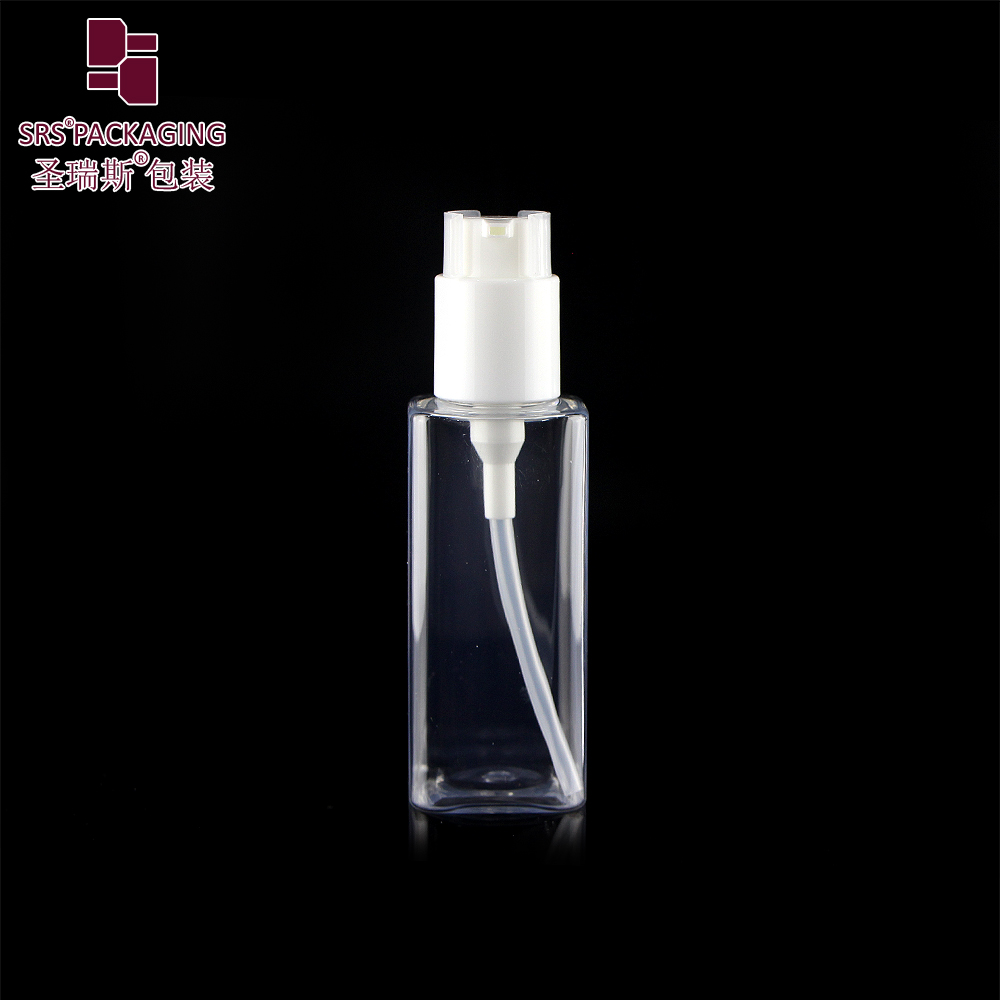 New empty cosmetic facial cleanser 120ml clear PET plastic cream / gel pump bottle