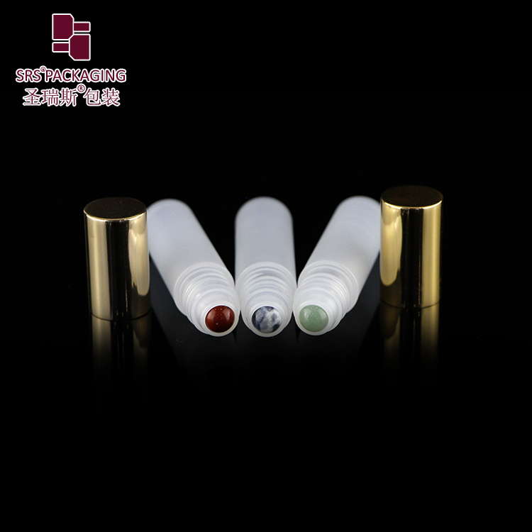 eco friendly PP matte clear plastic perfume roll on bottle 5 ml with jade ball