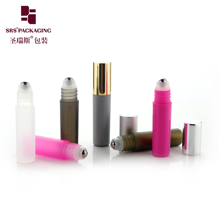 frosted natural PP colorful aluminum cap empty perfume 5 ml roll on bottle in stock
