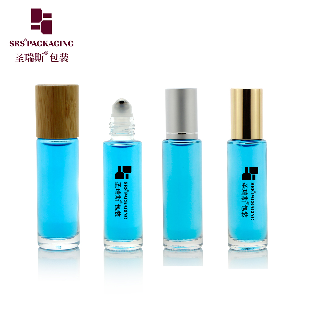 New Style Glass Roll On Bottles 15ml Bamboo Cap Roll On Container For Essential Oil 
