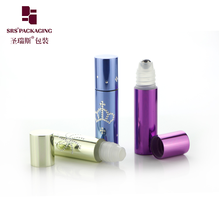 Wholesale Cosmetic Packaging Luxury Gold Aluminum Roll On Bottle 10ml With Steel Roller Ball