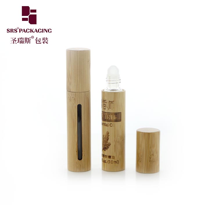 Bamboo Mini 10ml Glass Roll on Bottle Cosmetic Bottle Bamboo Perfume Container