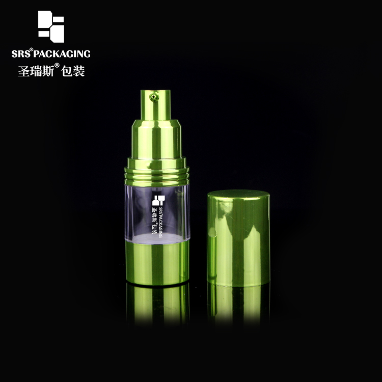 15ml 30ml 40ml 50ml 80ml 100ml 120ml Green Shiny Airless Pump Plastic Bottle Cosmetic Packaging For Foundation CC Cream 