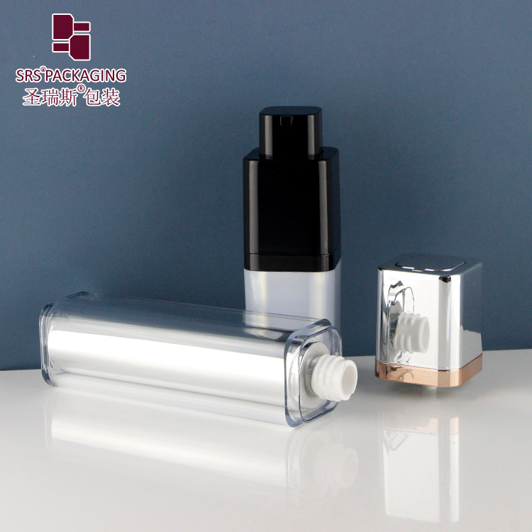 High quality 15ml 30ml 50ml square shape airless vacuum pump bottle