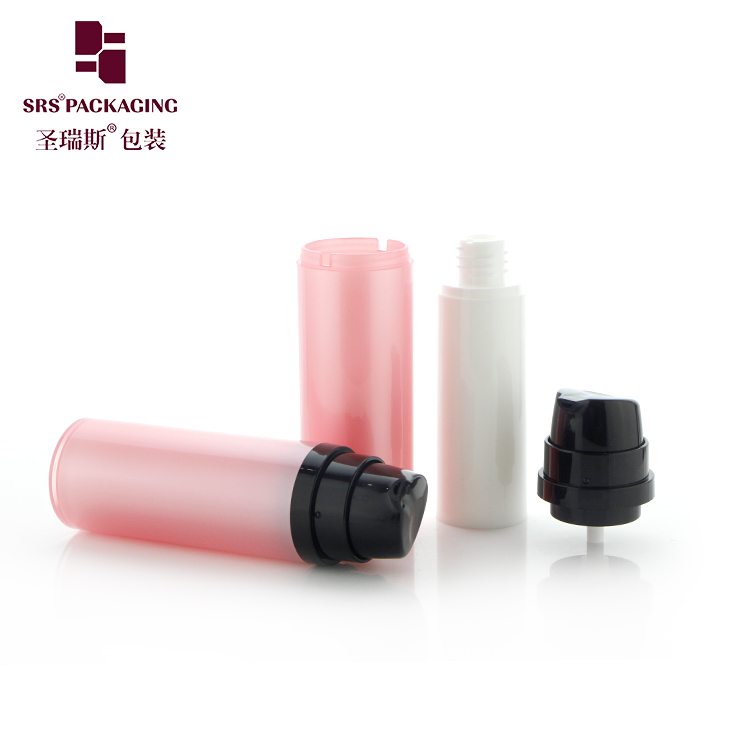 Hot sale Custom Pink AS Plastic Round Cosmetic Lotion Airless Pump Bottle 15ml 30ml 50ml
