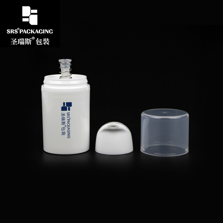 Customized White PP Plastic Eco-friendly Airless Lotion Pump Bottle 15ml 30ml 50ml