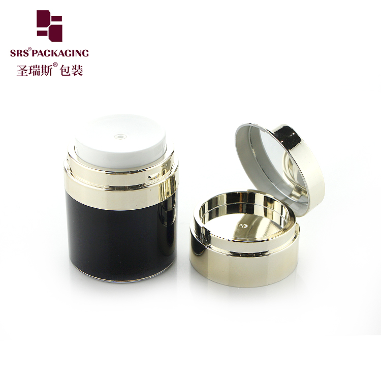 A102 Acrylic luxury black white plastic cosmetic new airless cream jar with mirror