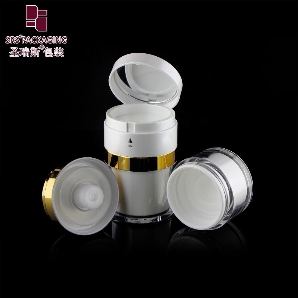 A102 Acrylic luxury black white plastic cosmetic new airless cream jar with mirror