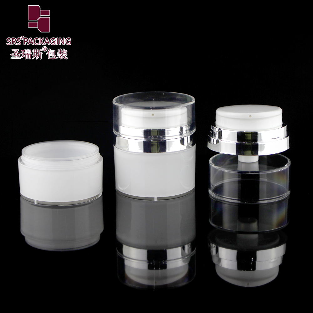 A104 Luxury Round Acrylic Airless Pump Container 30ml 50ml Vacuum Airless Jar