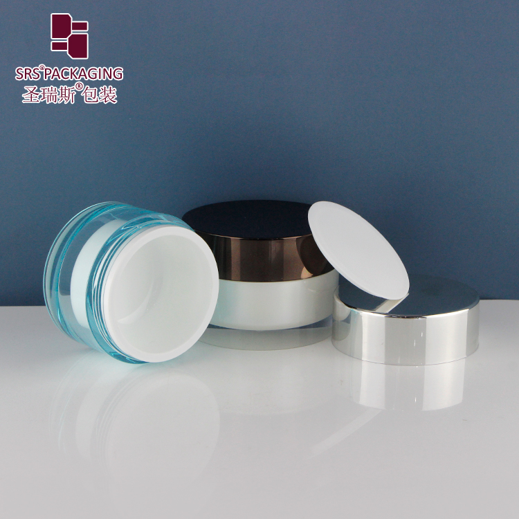 J0210B Factory Supply Empty Cosmetic Packaging Fancy Cream Jar With Luxury Aluminum Lid 30g 50g