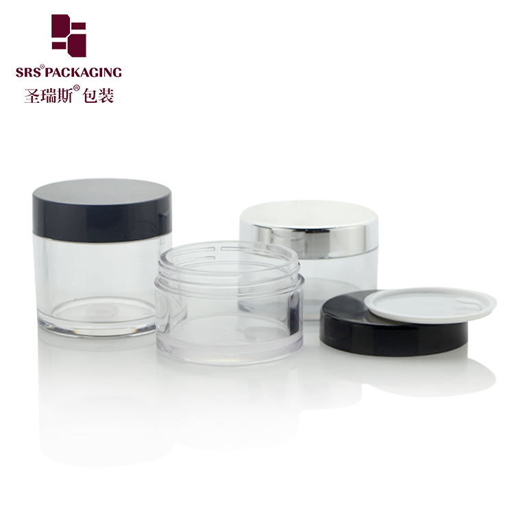 Different capacities transparent custom color petg cosmetic jars with logo printing