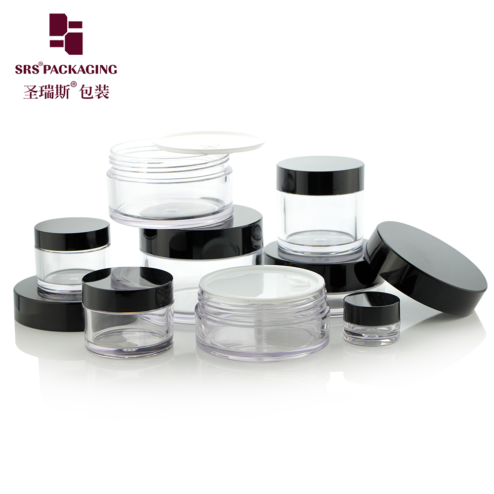 Different capacities transparent custom color petg cosmetic jars with logo printing