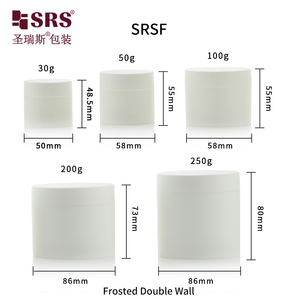 SRSF SRS 100g All PP Plastic Frosted Double Wall Cosmetic Cream Containers Jar
