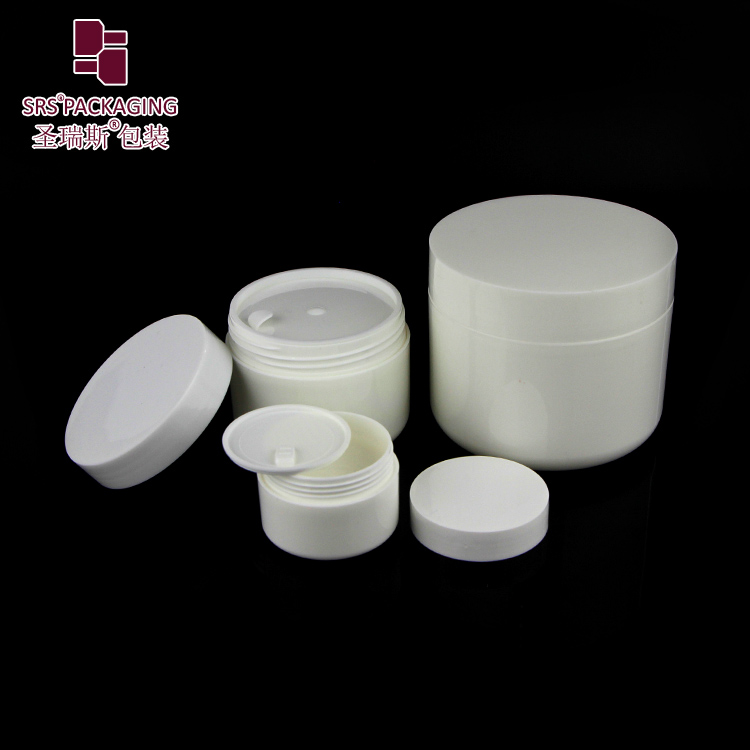 SRSL1 High Quality PP Plastic Jars Double Wall Glossy White Custom Printing Jar 8G 15G 30G 50G 100G 150G 200G 250G