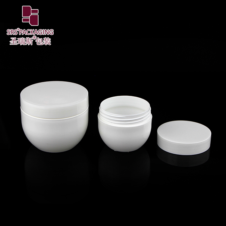 SRSM Empty white plastic cream jar 100ml 50ml bowl shape 100% PCR recycled material cosmetic container