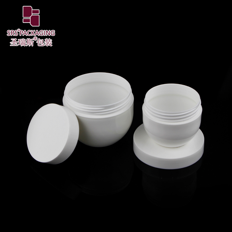 SRSM Empty white plastic cream jar 100ml 50ml bowl shape 100% PCR recycled material cosmetic container
