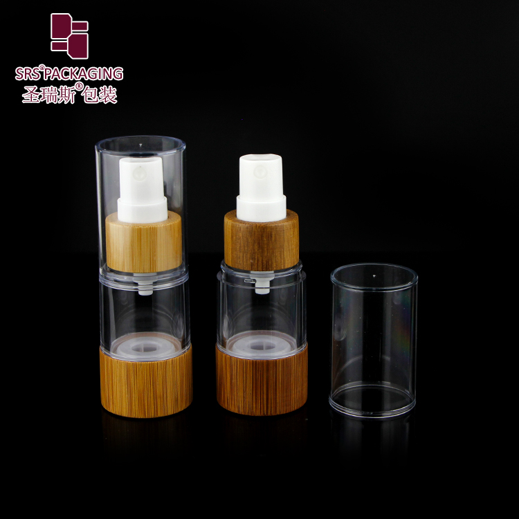 BA027 Eco-friendly Bamboo Packaging Airless Pump Bottles for Skin Care Cosmetics 20ml 30ml 50ml 80ml 100ml