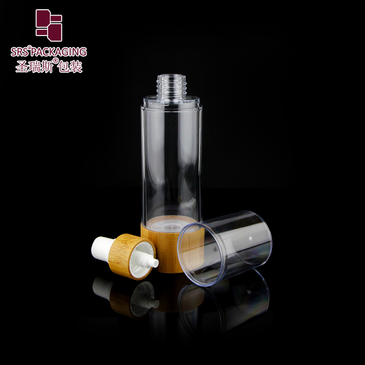 BA027 Eco-friendly Bamboo Packaging Airless Pump Bottles for Skin Care Cosmetics 20ml 30ml 50ml 80ml 100ml