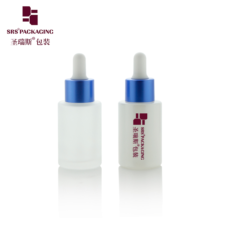PAG008 Round Paint Frost White Empty Cosmetic Packaging Glass Dropper Bottles 30 ml