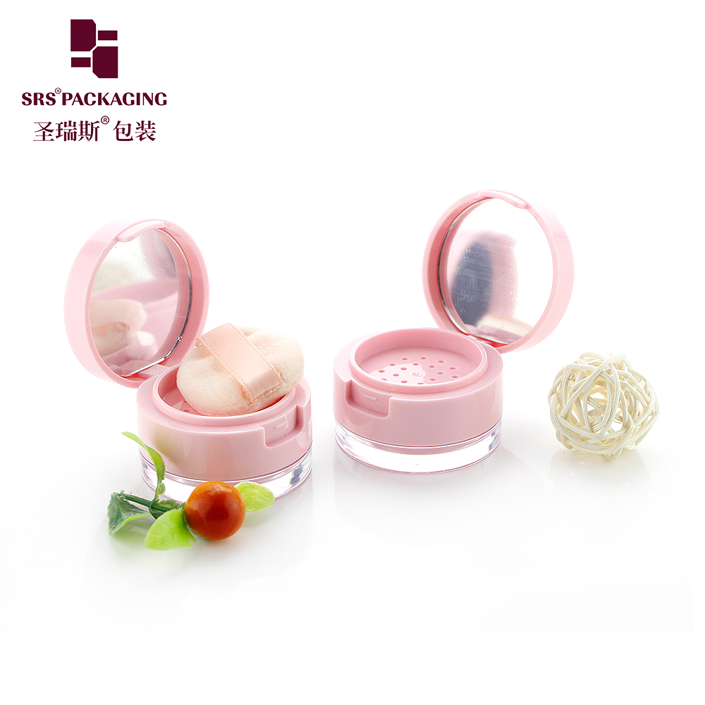 Wholesale Mini Size 5g Pink Color Empty Powder Jar With Puff and Mirror