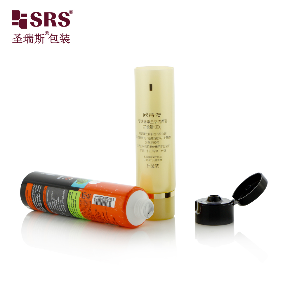 Custom color white cosmetic tube 30ml 50ml 80ml flip cap pump roller ball empty cosmetic packaging