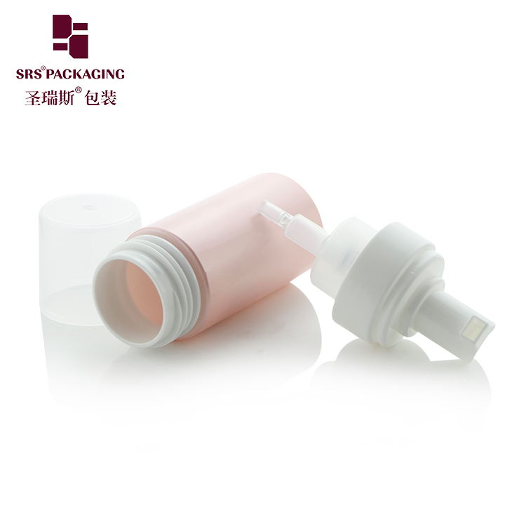 Eco-friendly custom pink cylinder pet face wash bottle with foaming pump dispenser 120ml