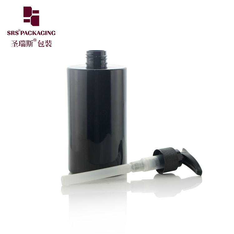 Empty Bottle for Shampoo 350ml Black Hair Conditioner Bottle in PET Cylindrical Shape Round Bottom