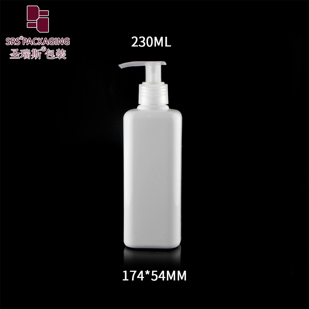 230ml empty packaging eco-friendly PET plastic square shampoo bottle for lotion