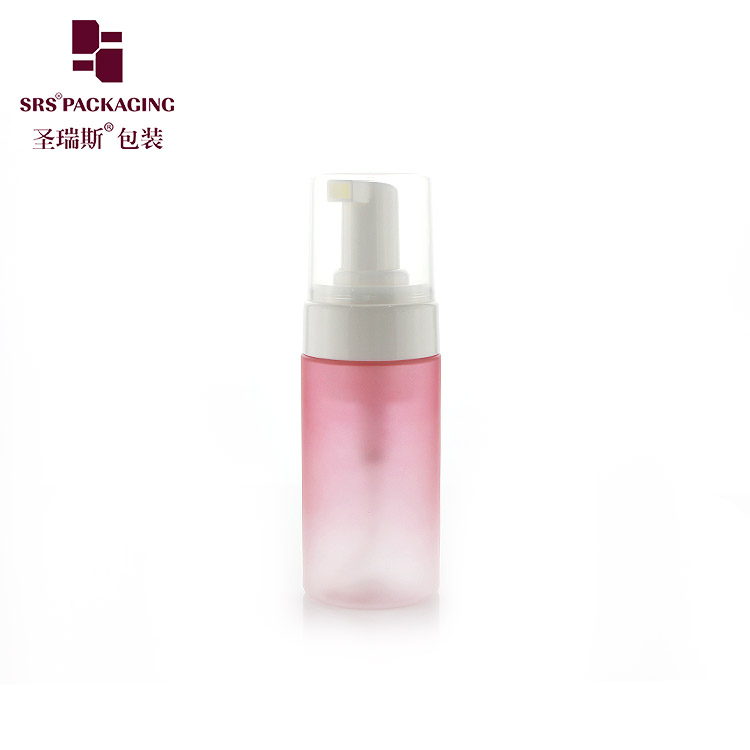 New empty cosmetic facial cleanser 100ml gradient pink PET plastic foam pump bottle