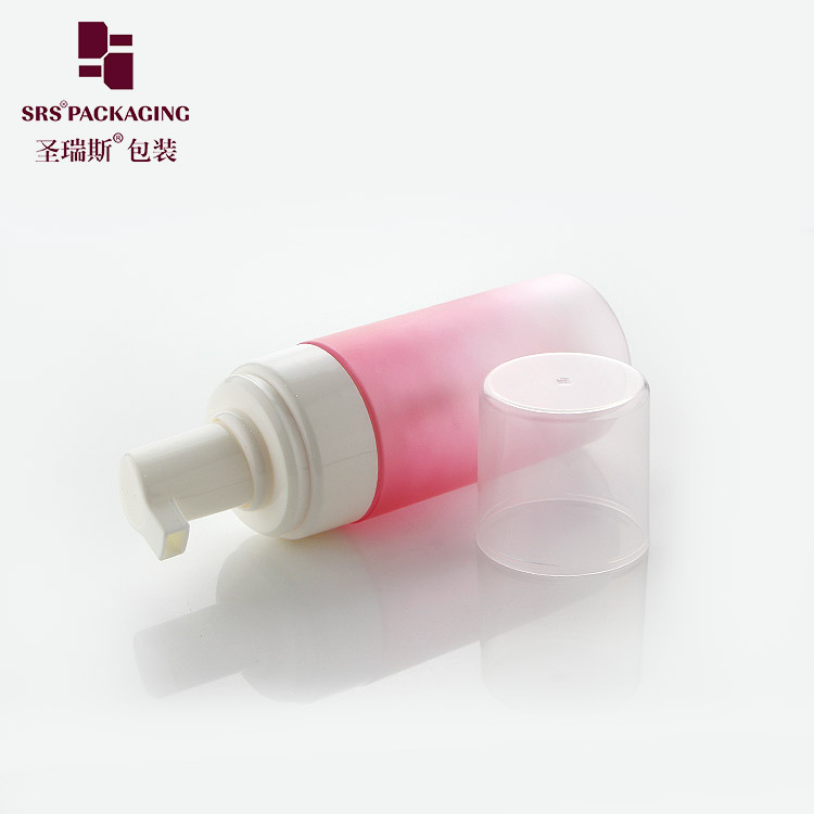 New empty cosmetic facial cleanser 100ml gradient pink PET plastic foam pump bottle