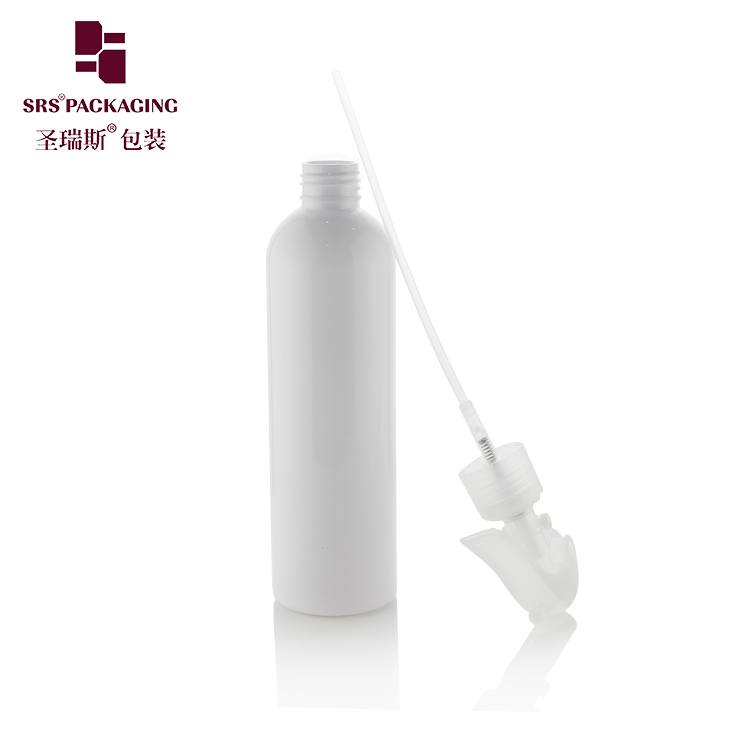 white wash bottle cosmetic pump bottles white round pet shampoo bottle 250ml