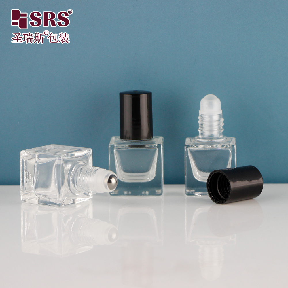 High quality glass vial 6ml square shape essential oil bottles roll 5 ml packaging