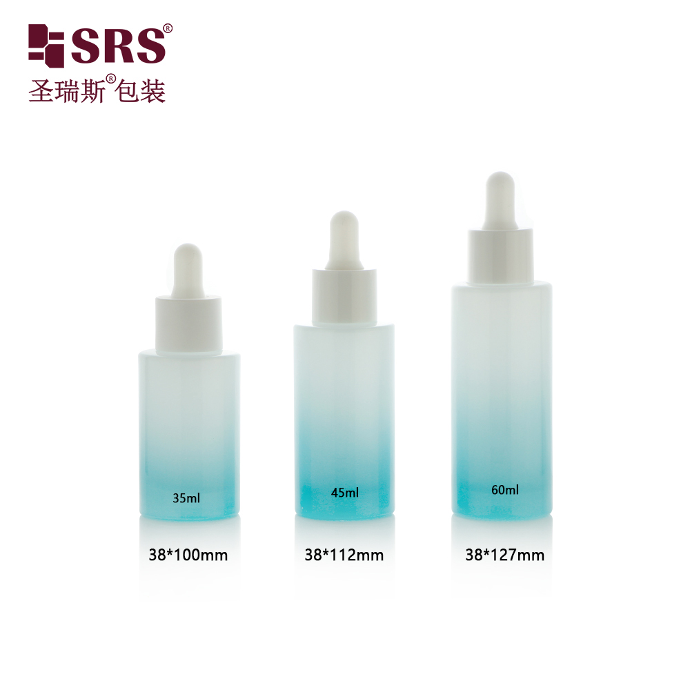 Custom luxury color  frosted 30ml 50ml glass bottle dropper or lotion pump