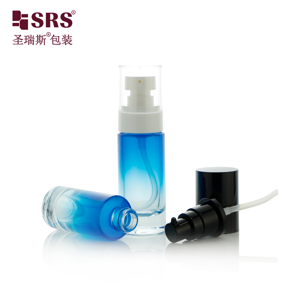 Wholesale 35ml 55ml Round Cosmetic Packaging Empty Serum Lotion Foundation Glass Bottle