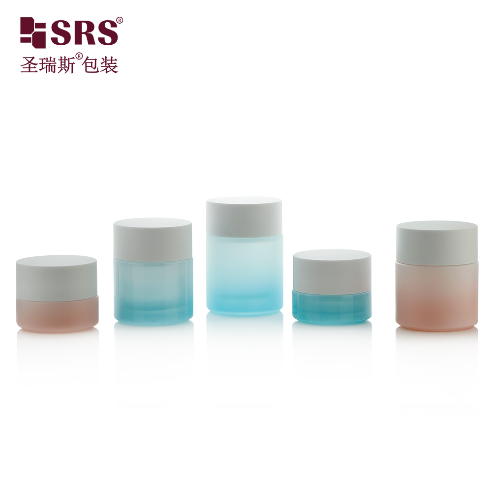 Luxury decoration translucent color frosted 10ml 20ml 30ml glass jar cosmetic