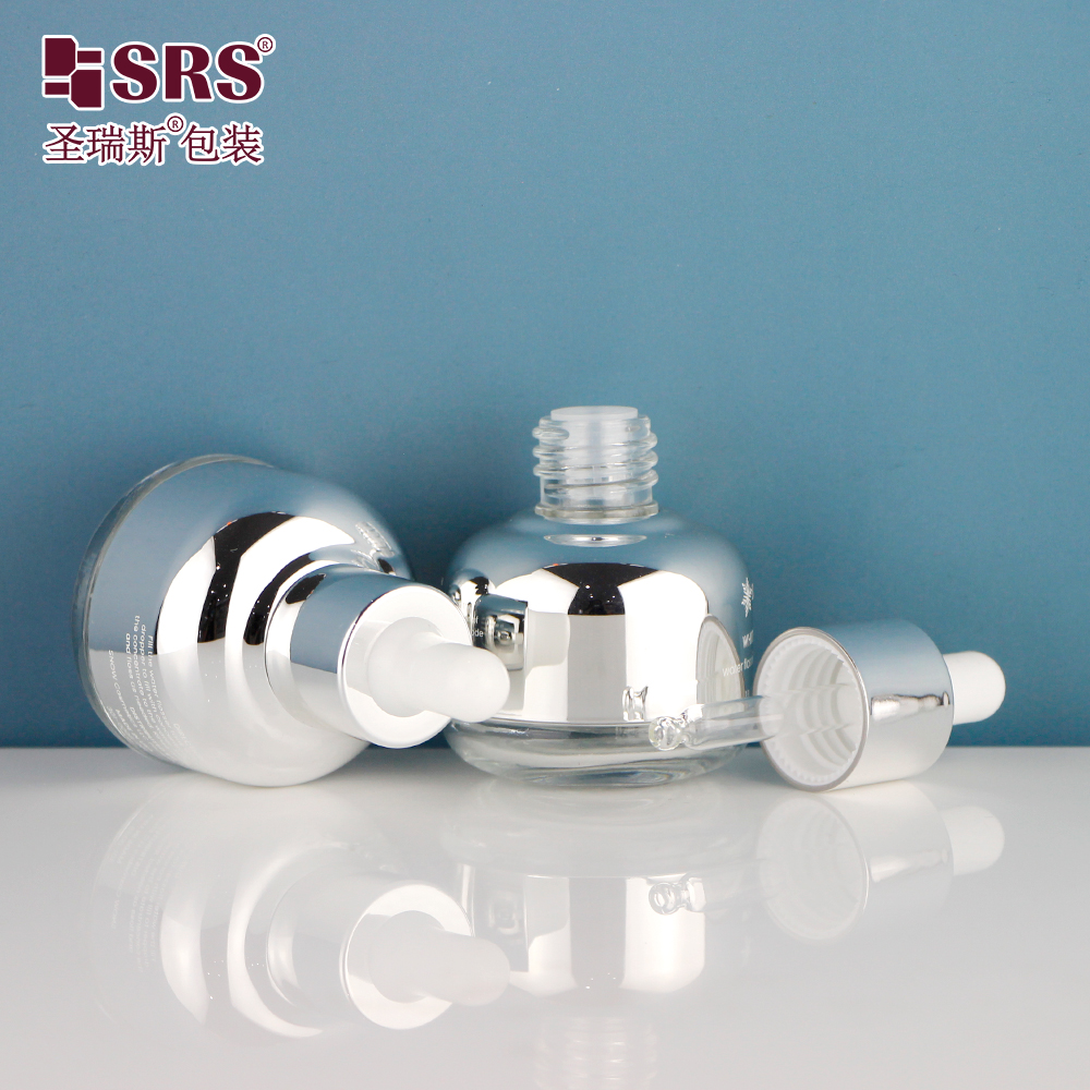 Manufacture Essential Oil 30ml Aluminum Shoulder Glass Luxury Dropper Bottle
