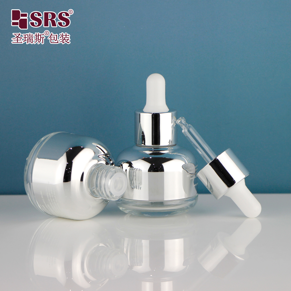 Manufacture Essential Oil 30ml Aluminum Shoulder Glass Luxury Dropper Bottle