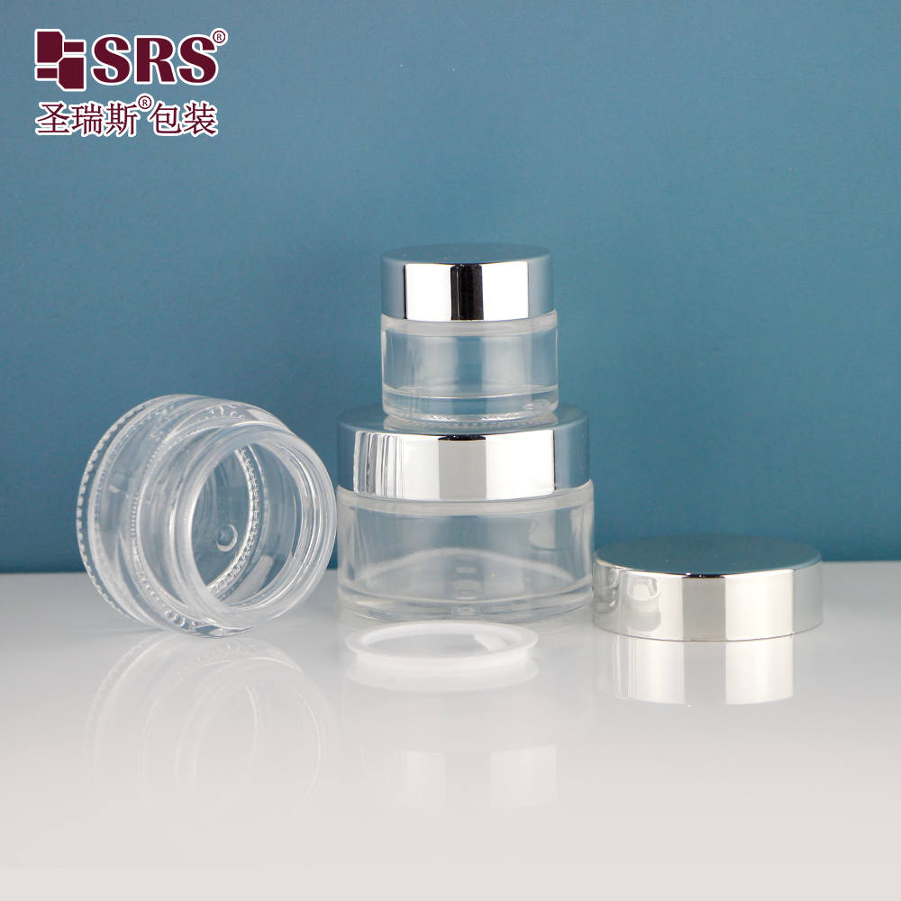 Wholesale Factory Mini Size 10g 15g 25g Eye Cream Face Cosmetic Glass Round Transparent Jars