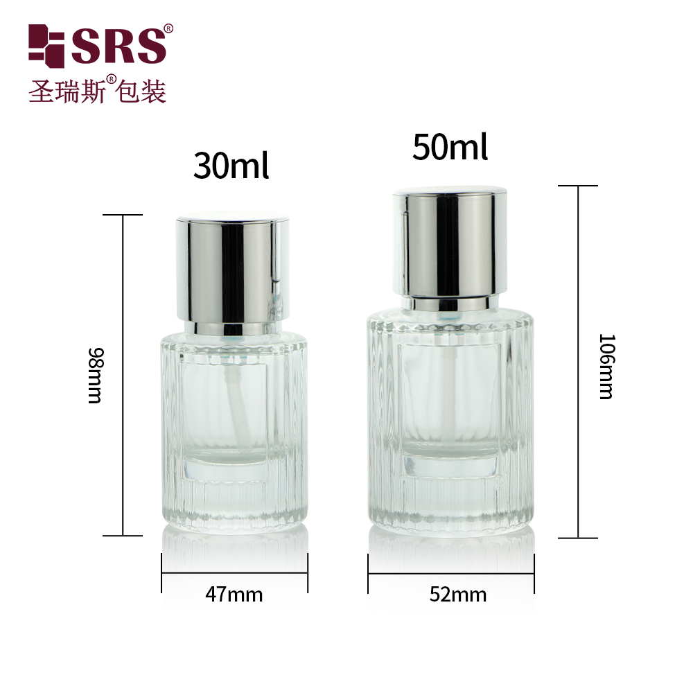 Cosmetic packaging set 30ml 50ml empty glass bottle for lotion with shiny pump