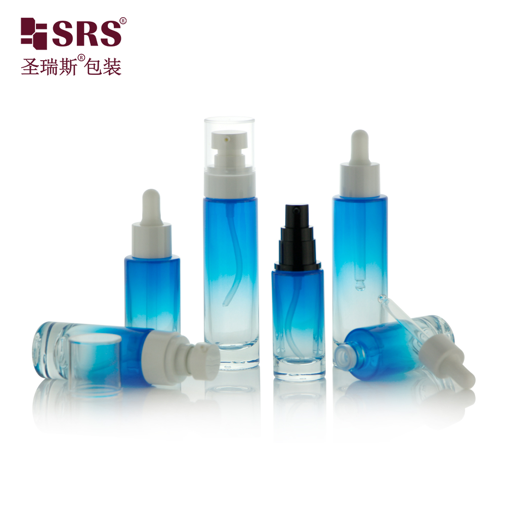 Luxury high quality cosmetics dropper bottles 20ml 30ml 50ml 100ml glass cosmetic serum bottle skincare set