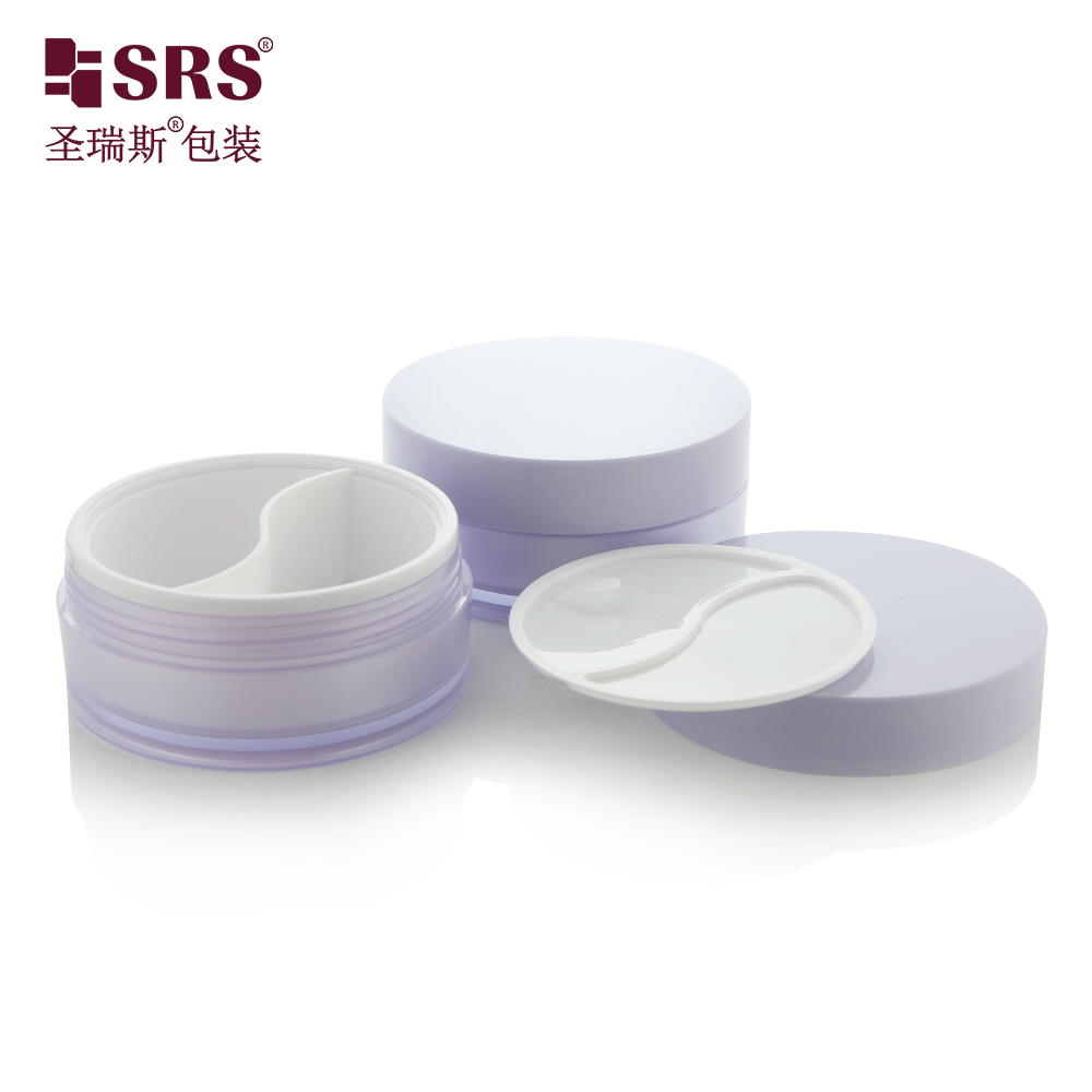 Hot sale 100g 50ml+50ml Cosmetic DUAL CHAMBER JAR Acrylic Facial Day and Night Cream Jar