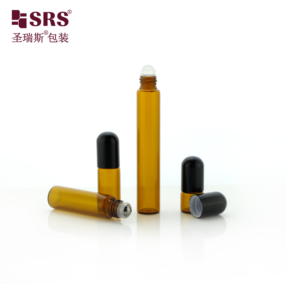 New product round top aluminium cap amber roll on bottle essential oil container with roller ball applicator