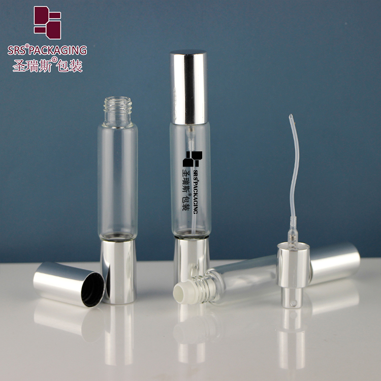 New Design Dual End Clear Glass Perfume Bottle With Roll-On And Fine Mist Spray Pump 10ml