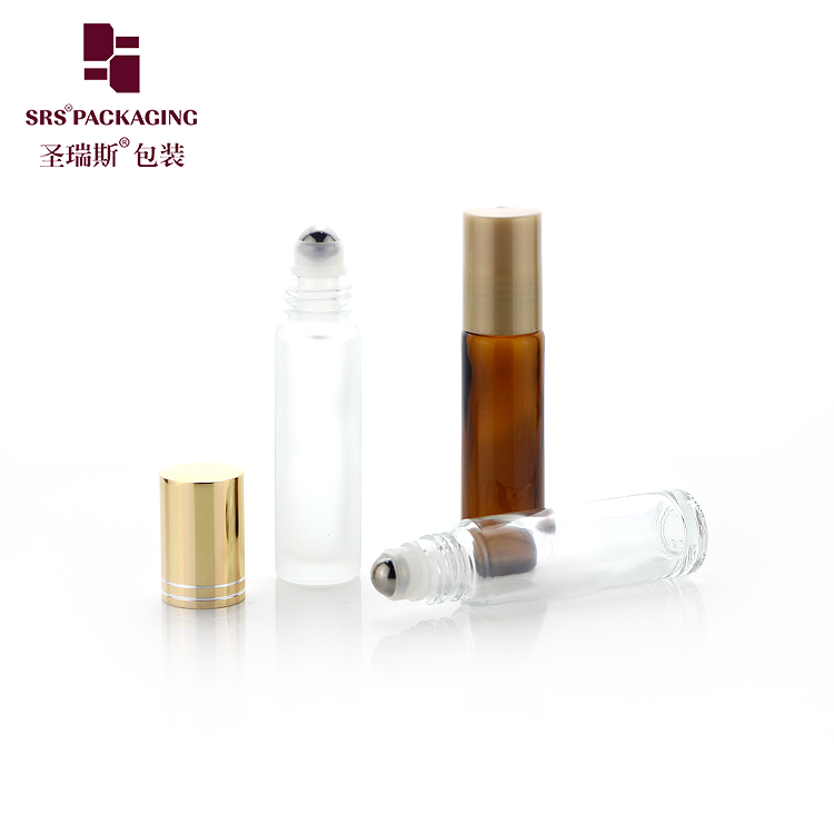 SRS Packaging Wholesale Cosmetics Perfume Essential oil roller bottle 10ml  glass roll on bottle with cap