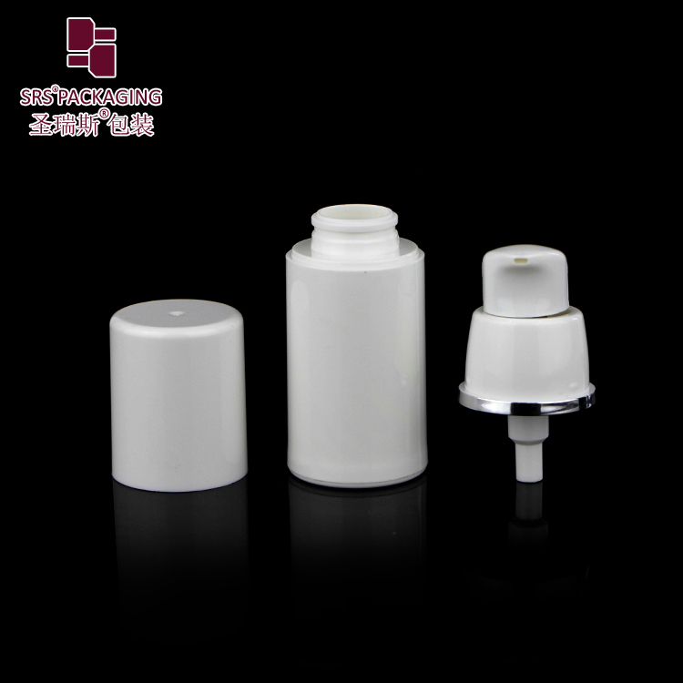 SRS PP material round shape emulsion 30 ml white airless container spray bottle