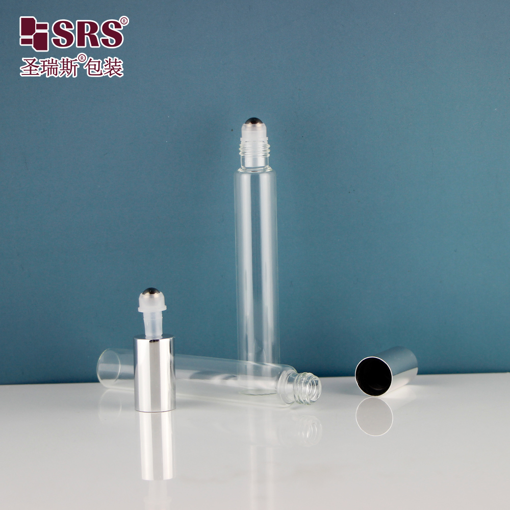 15ml Glass Roll On Bottle For Perfume Essential Oil Wholesale Silver Round Cap Metal Roller Ball Container